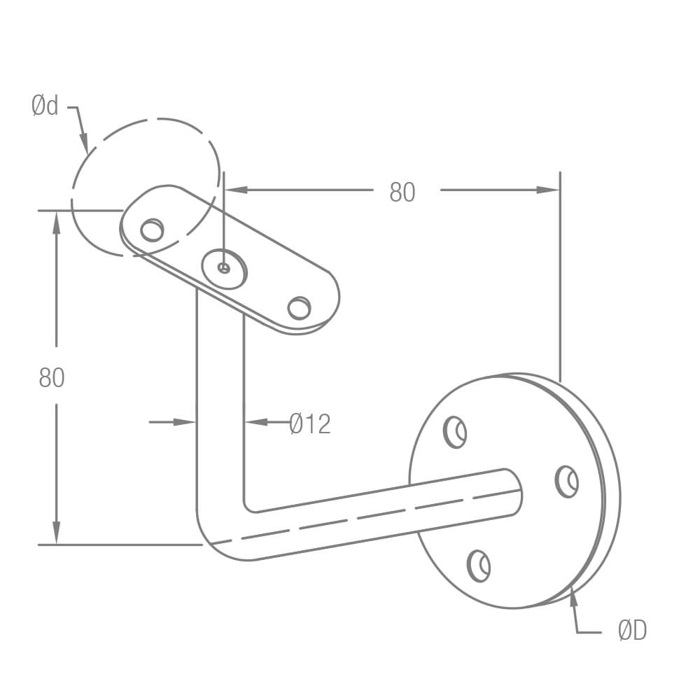 Handlaufträger für Rundrohr Ø 42.4mm