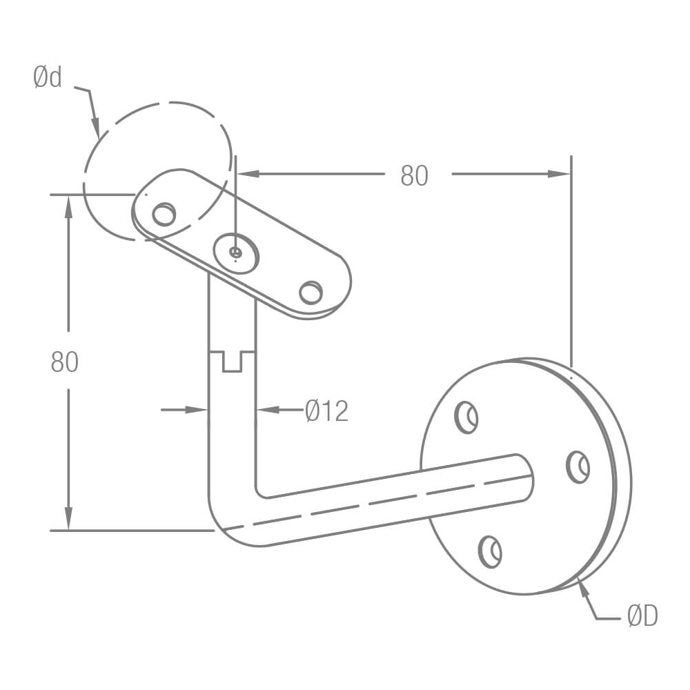 Handlaufträger mit Gelenk für Rundrohr Ø 42.4mm