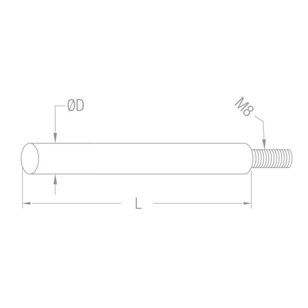 Verbindungsstift zum Schweißen Ø12 mm - 75mm Länge Edelstahl M8 Verbindungsstift zum Schweißen Ø12 mm - 75mm Länge Edelstahl M8