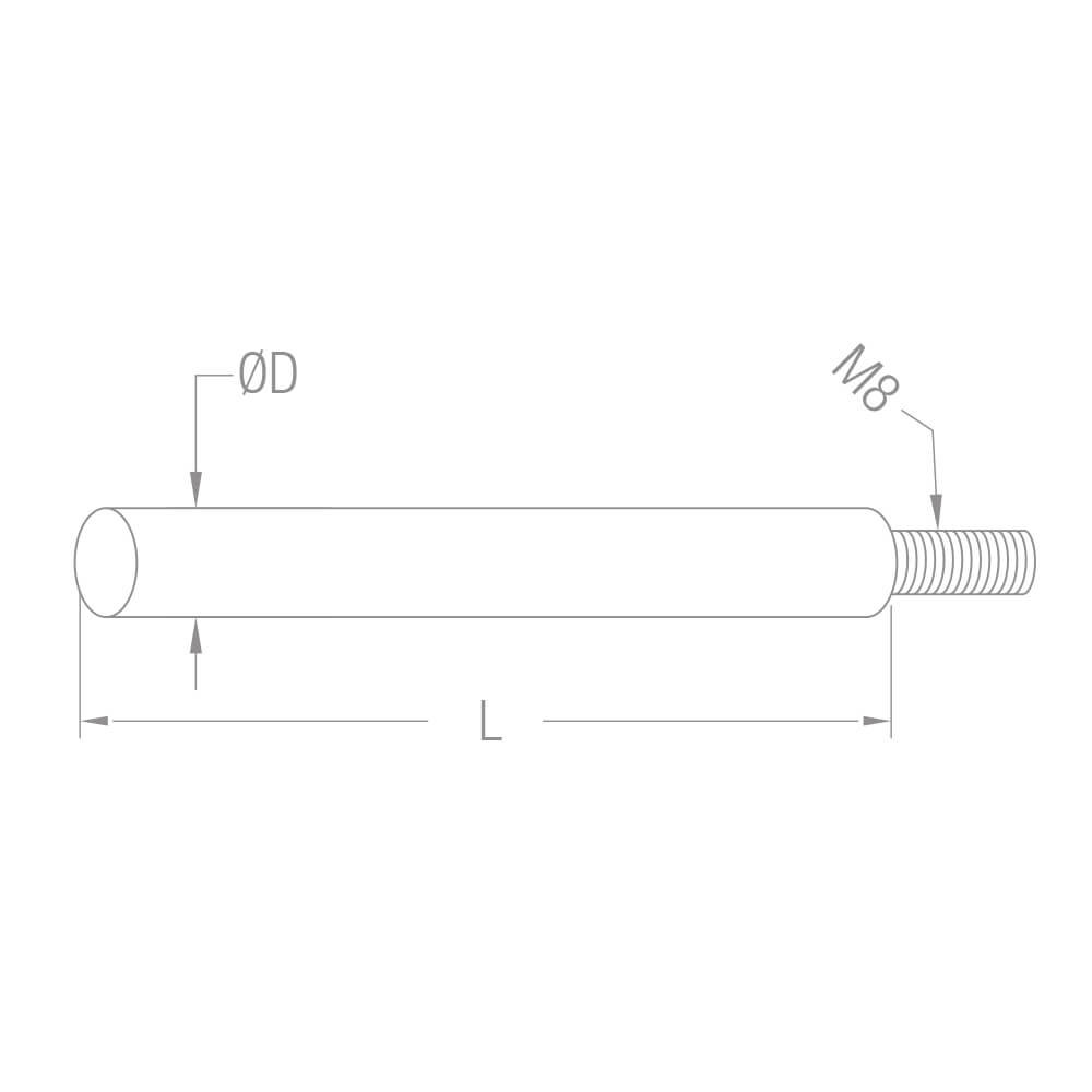 Verbindungsstift zum Schweißen Ø12 mm - 75mm Länge Edelstahl M8