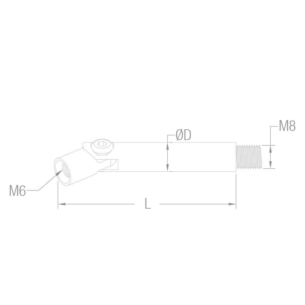 Verbindungsstift mit Gelenk Ø12 mm 75mm Länge Edelstahl M8