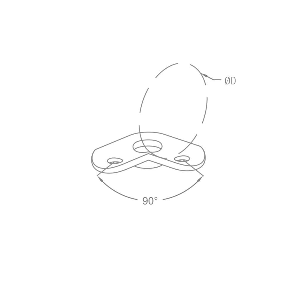 Handlauf-Anschlussplatte 90° für 42,4mm Rundrohre