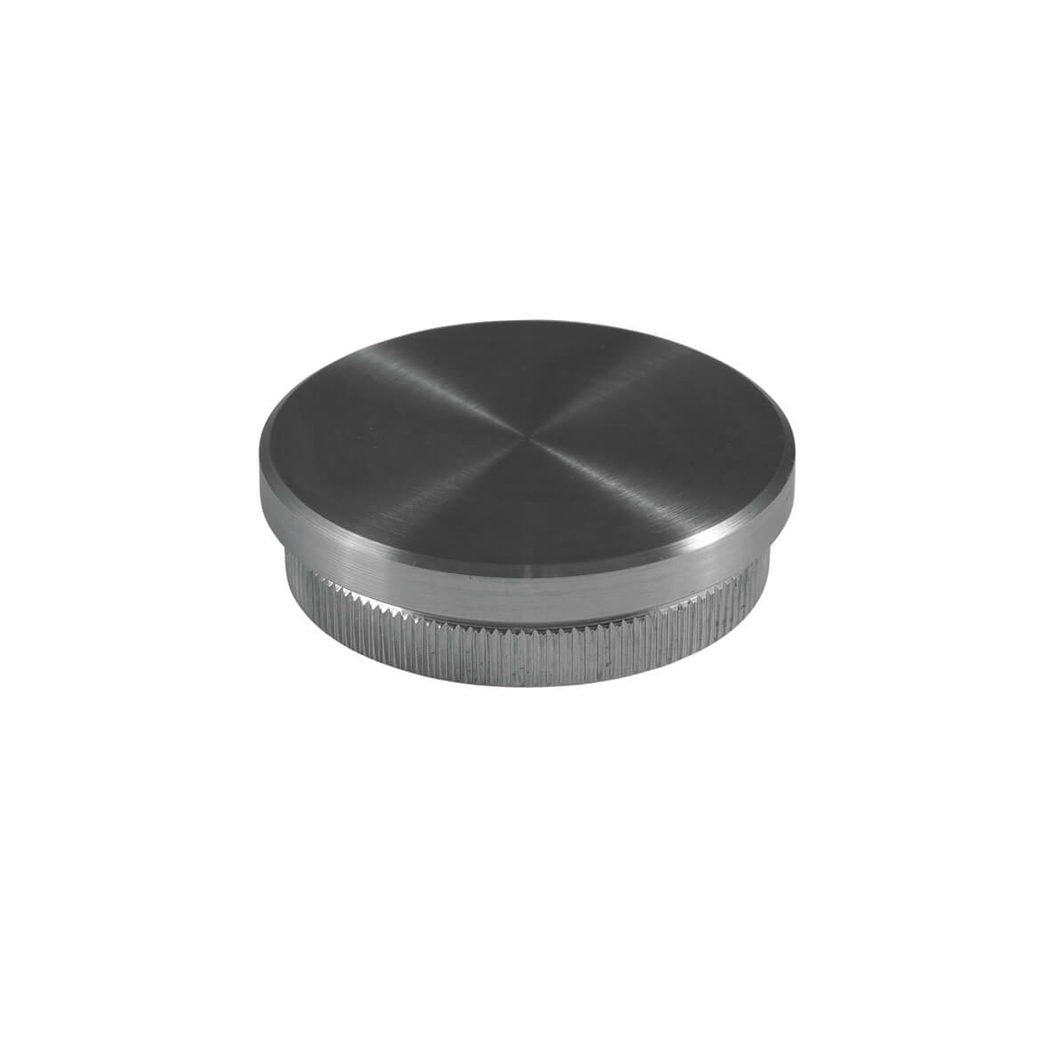 Endkappe aus Edelstahl für Ø 33.7mm/42,4mm/48,3mm Rundrohre mit 2.0mm flacher Rändelung