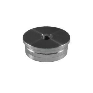 Endkappe aus Edelstahl für Ø 42,4mm/48,3mm Rundrohre mit M8 Innengewinde & 2.0mm gewölbter Rändelung