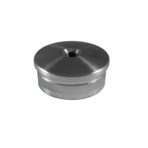 Endkappe aus Edelstahl für Ø 42,4mm/48,3mm Rundrohre mit M8 Innengewinde & 2.0mm gewölbter Rändelung