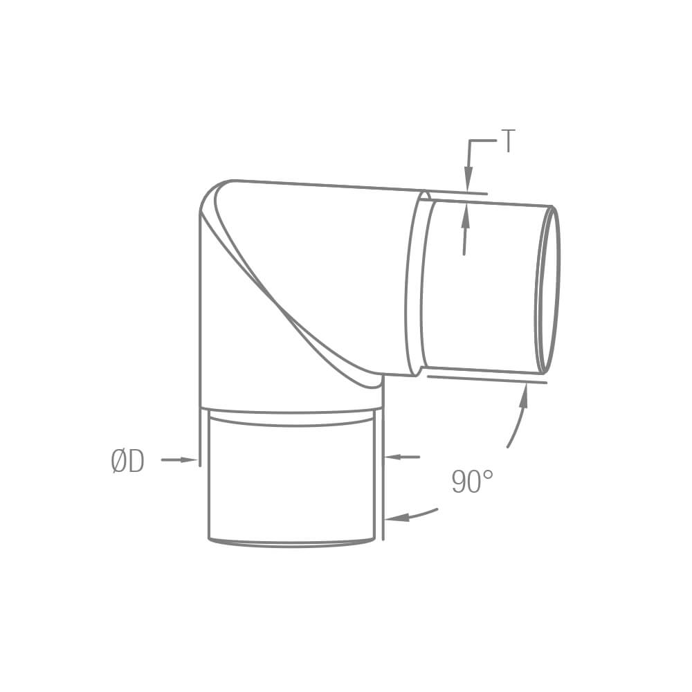 Rohrverbinder Ø 42.4 x 2.0 mm eckig 90° Winkel für 42,4mm Rundrohre