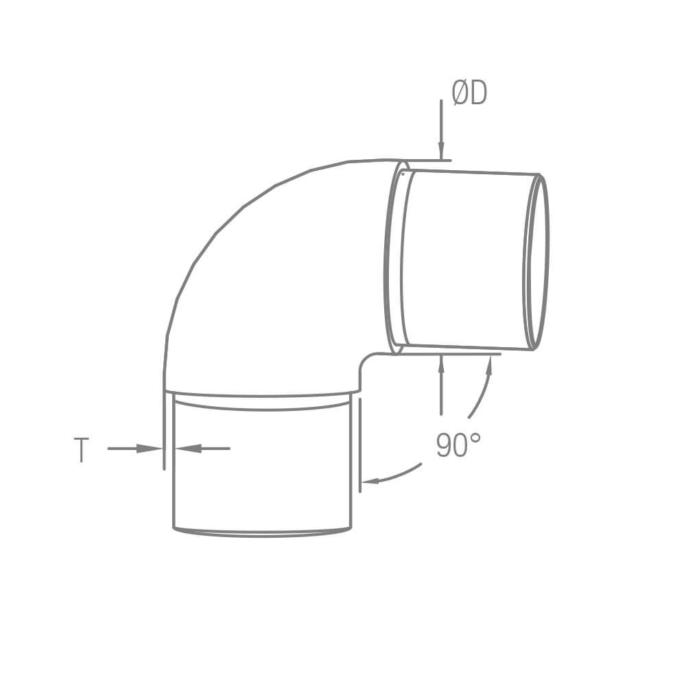 Runder Rohrverbinder Ø 42.4 x 2.0 mm 90° Winkel für 42,4mm Rundrohre