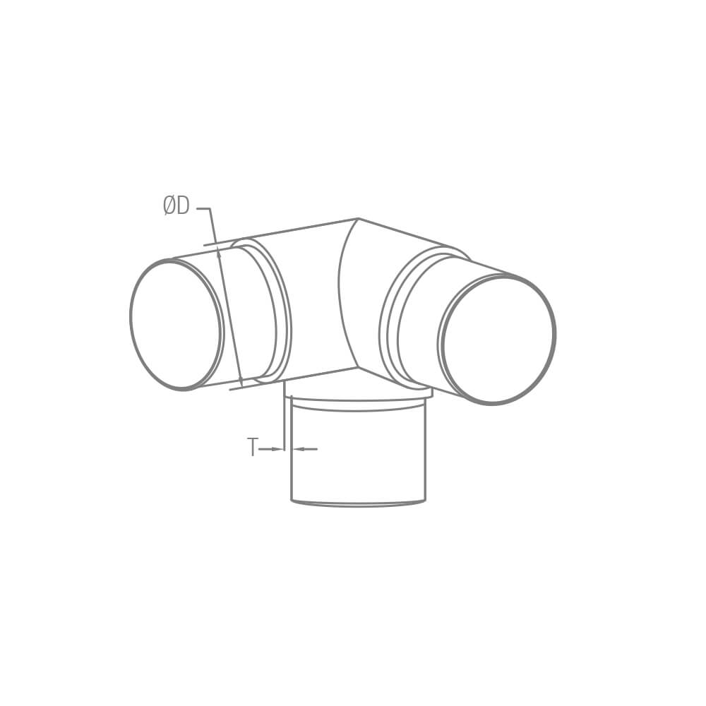 Rohrverbinder Ø 42.4 x 2.0 mm 90° Winkel mit Abgang für 42,4mm Rundrohre