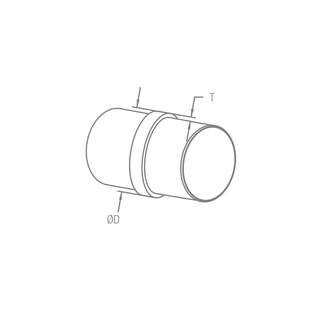 Doppelter Rohrverbinder (Doppelverbinder) aus Edelstahl Ø 42.4 x 2.0 mm für 42,4mm Rundrohre