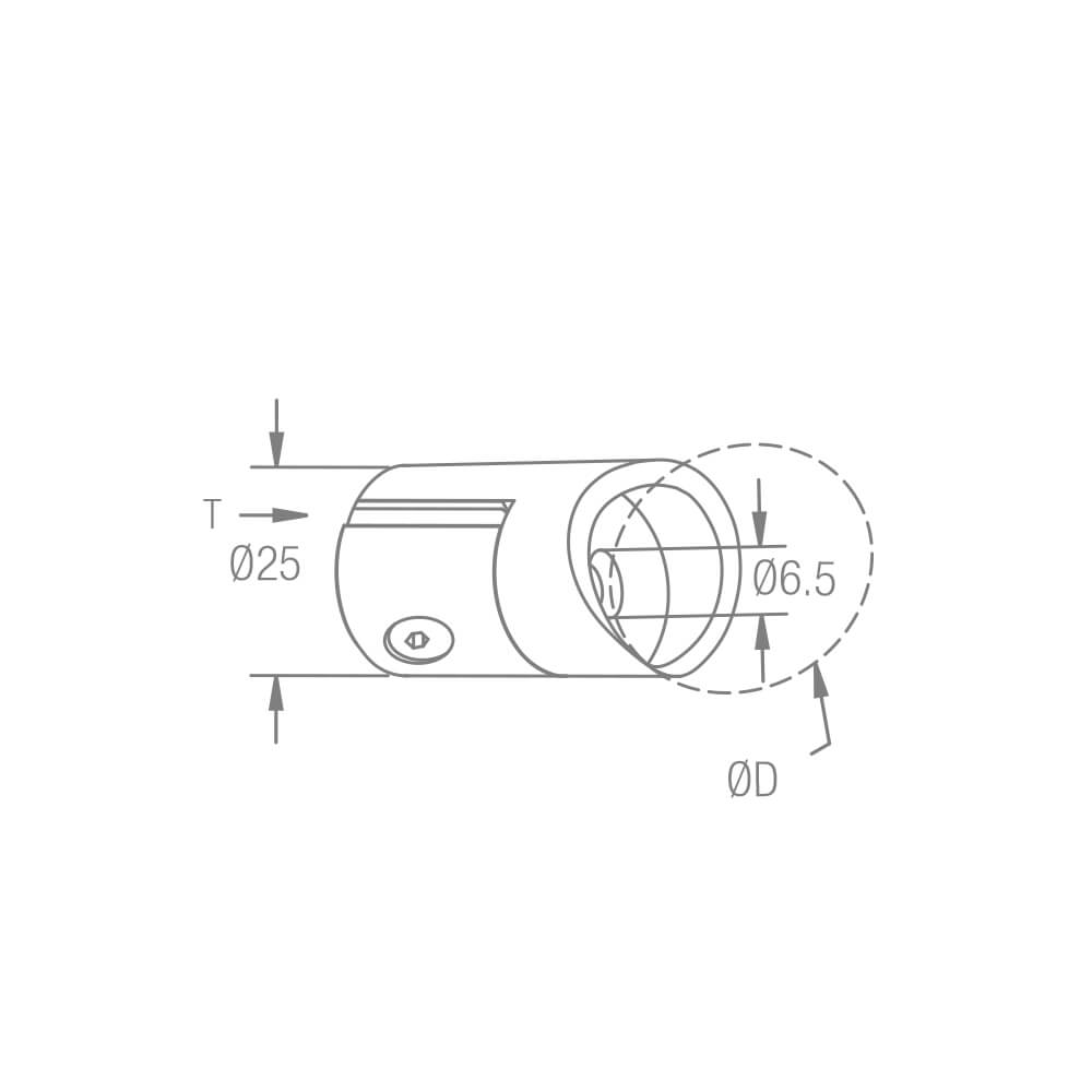 Glasplattenhalter/Plattenhalter aus Edelstahl für 1,5-4,0mm Plattenstärke für flachen Anschluss/Rundrohre mit Ø 42.4/48,3mm