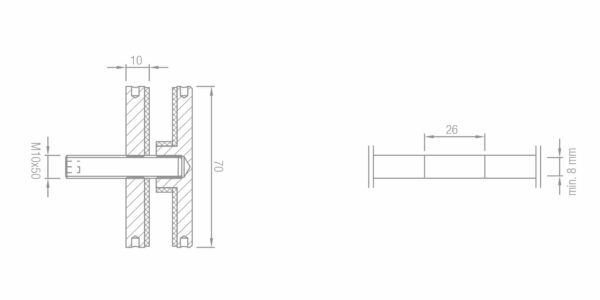 Montage Glas Punkthalter Ø70 mm unten Edelstahl Glasstärke min. 8mm inkl. Zubehör Glasmontage Montage Glas Punkthalter Ø70 mm unten Edelstahl Glasstärke min. 8mm inkl. Zubehör Glasmontage