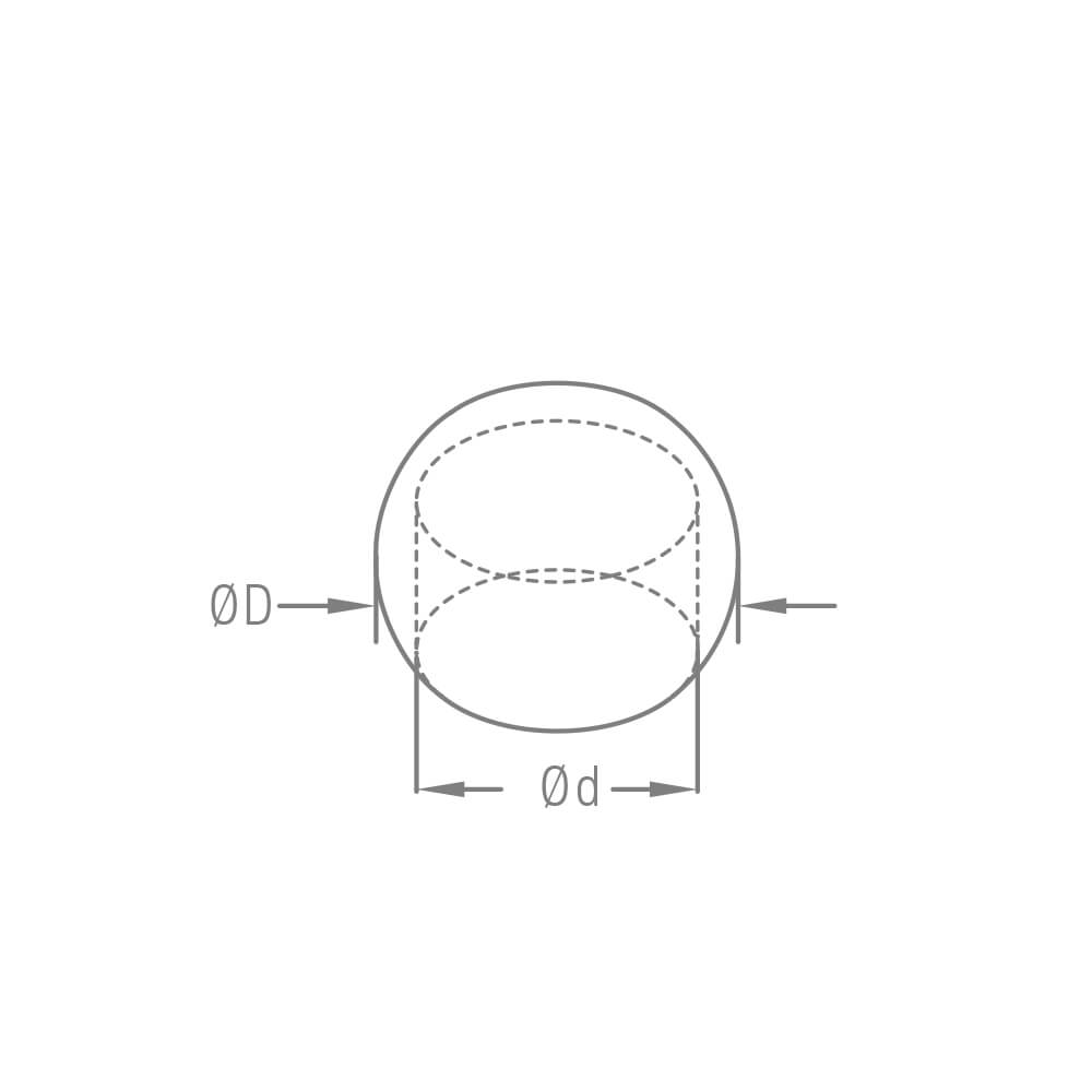 Endkugel aus Edelstahl mit Durchmesser 55mm voll ausgefüllt mit 42,4mm Innenloch