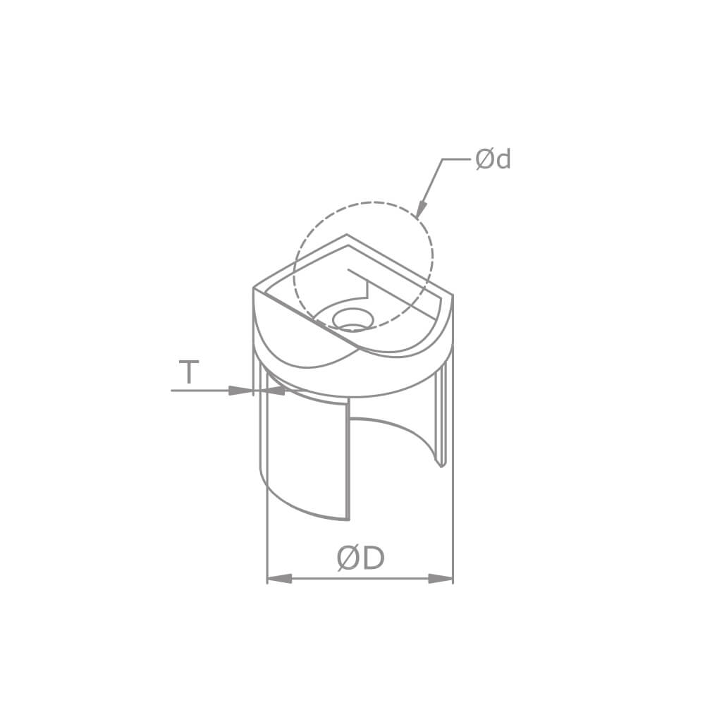 Nutrohr-Adapter für runde Nutrohre und Rundrohre mit Ø 42.4mm