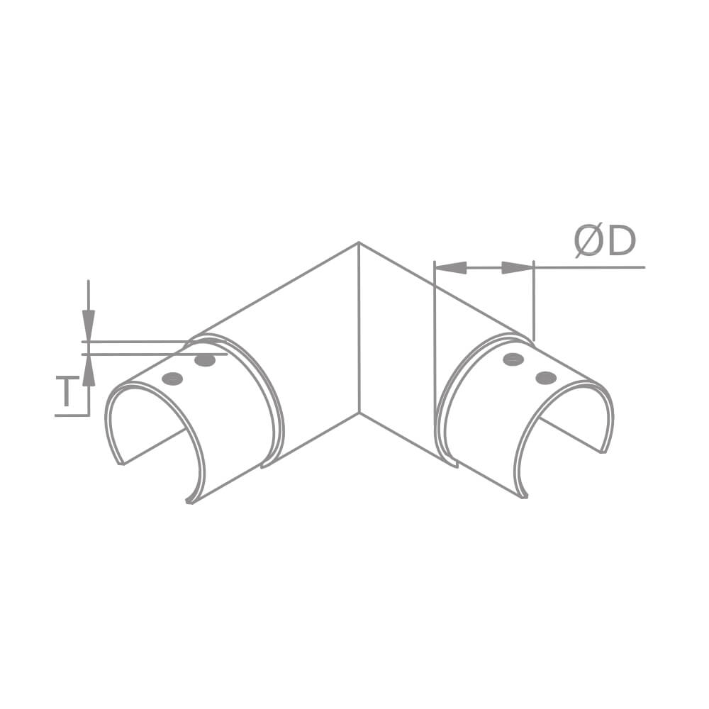 horizontaler Nutrohr-Eckverbinder mit 90° Winkel für runde Nutrohre mit Ø 42.4mm
