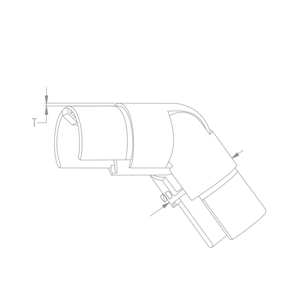 Absteigender Ø 42.4mm Nutrohr-Gelenksverbinder für 25-55° Winkel