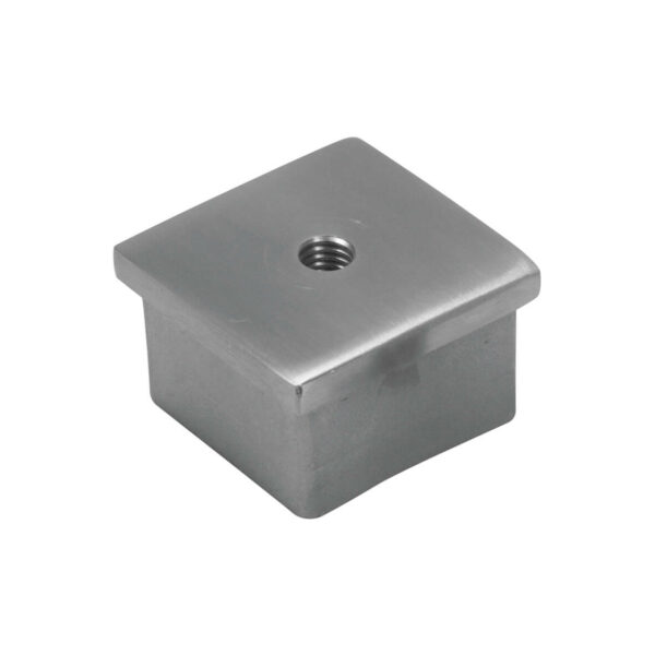 Endkappe aus Edelstahl mit einer Größe von 40x40mm und M8-Innengewinde für Formrohre mit 40x40mm