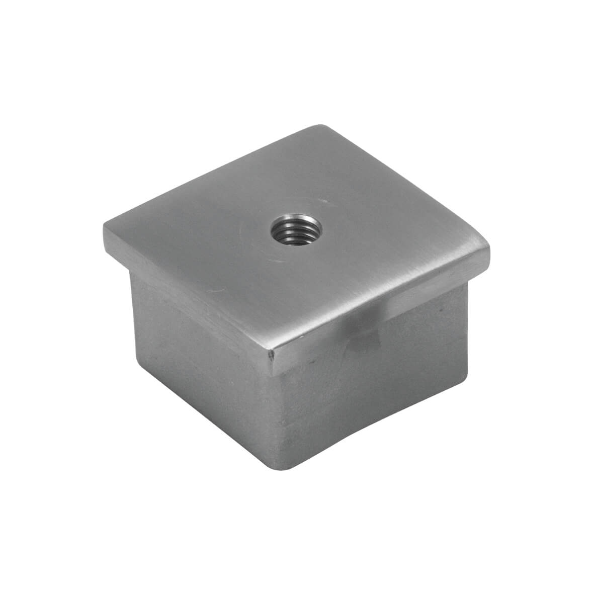 Endkappe aus Edelstahl mit einer Größe von 40x40mm und M8-Innengewinde für Formrohre mit 40x40mm