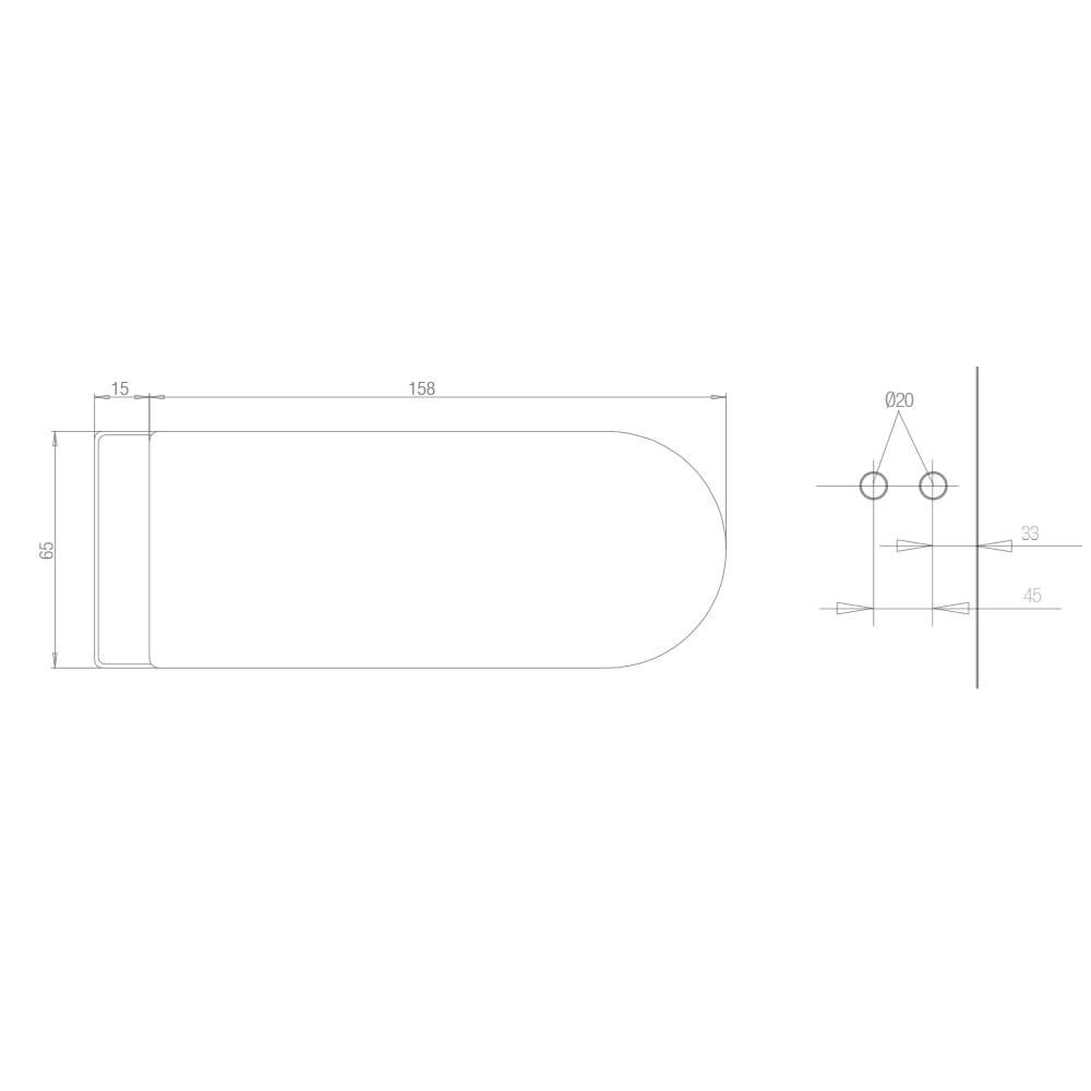 Ganzglasbeschlaege Gegenkasten rund Glasstärke 8-10mm Inox-Effekt natureloxiert