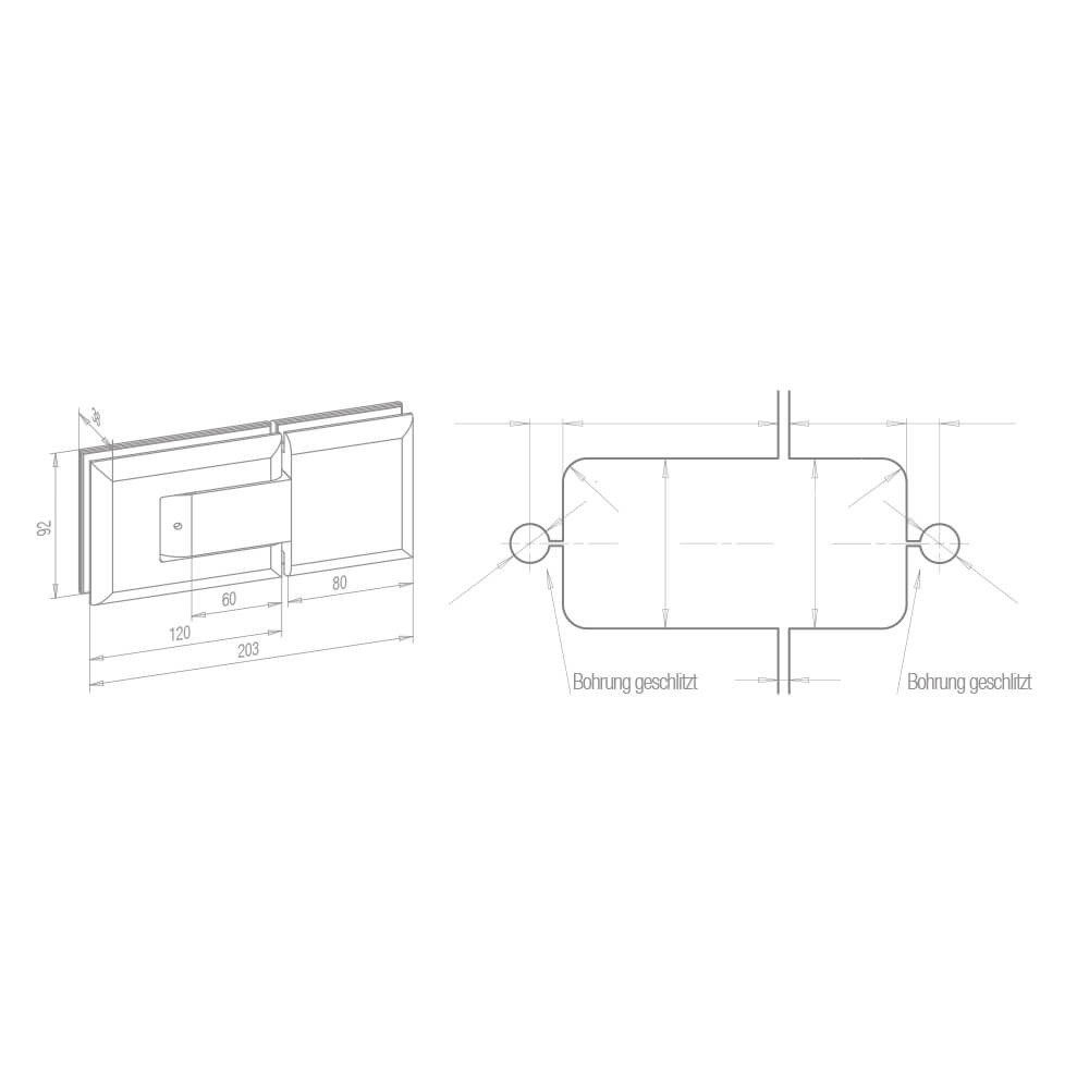 Pendeltürbeschläge selbstschliessendes Pendeltürband Glasstärke 8-10mm Inox-Effekt natureloxiert