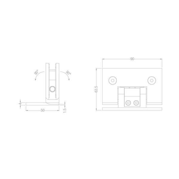 Duschtürbeschläge selbstschliessendes Duschtürband Glasstärke 8-10mm Wand glanzverchromt Messing Duschtürbeschläge selbstschliessendes Duschtürband Glasstärke 8-10mm Wand glanzverchromt Messing