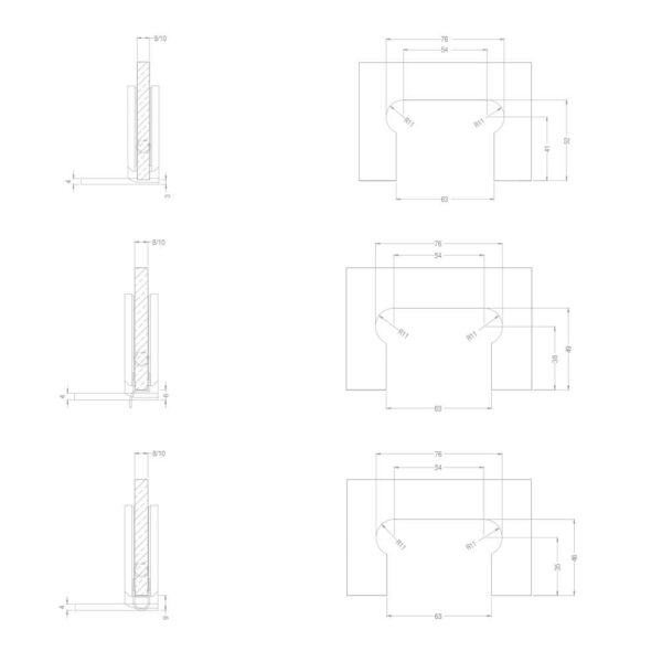Duschtürbeschläge selbstschliessendes Duschtürband Glasstärke 8-10mm Wand glanzverchromt Messing Duschtürbeschläge selbstschliessendes Duschtürband Glasstärke 8-10mm Wand glanzverchromt Messing