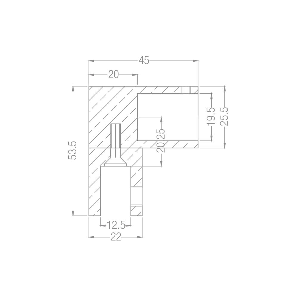 Duschtürbeschläge Klemmteil für Formrohr 19x19mm glanzverchromt Messing