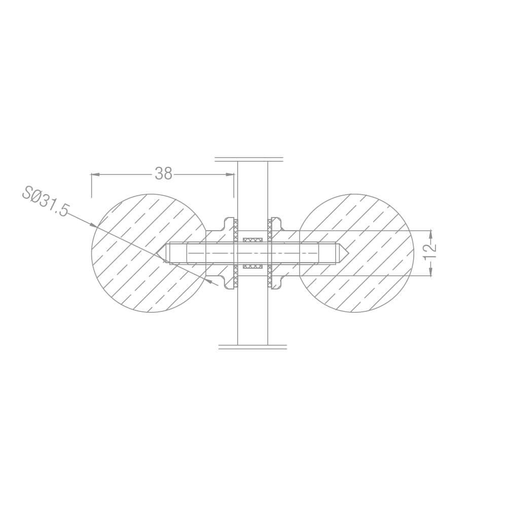 Duschtürbeschläge Duschtürknopf beidseitig Ø 31.5mm glanzverchromt Messing