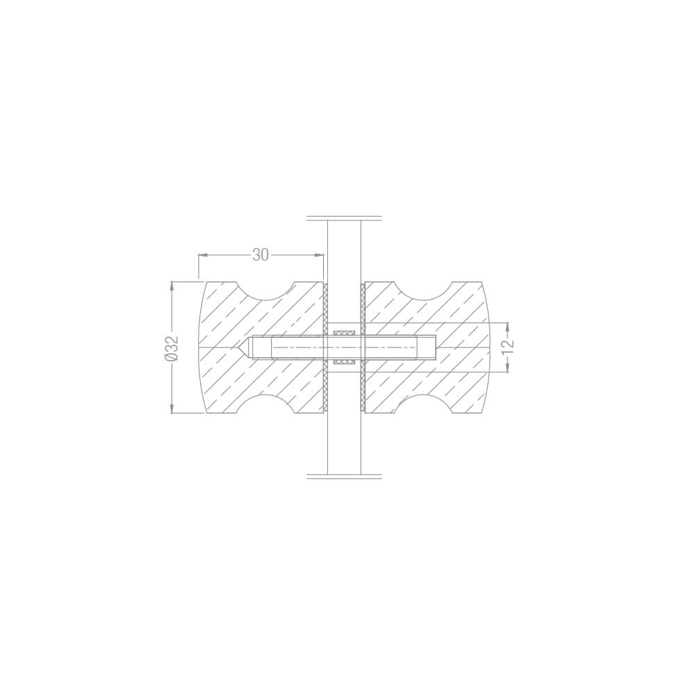 Duschtürbeschläge Duschtürknopf mit Griffmulde beidseitig Ø 32mm glanzverchromt Messing