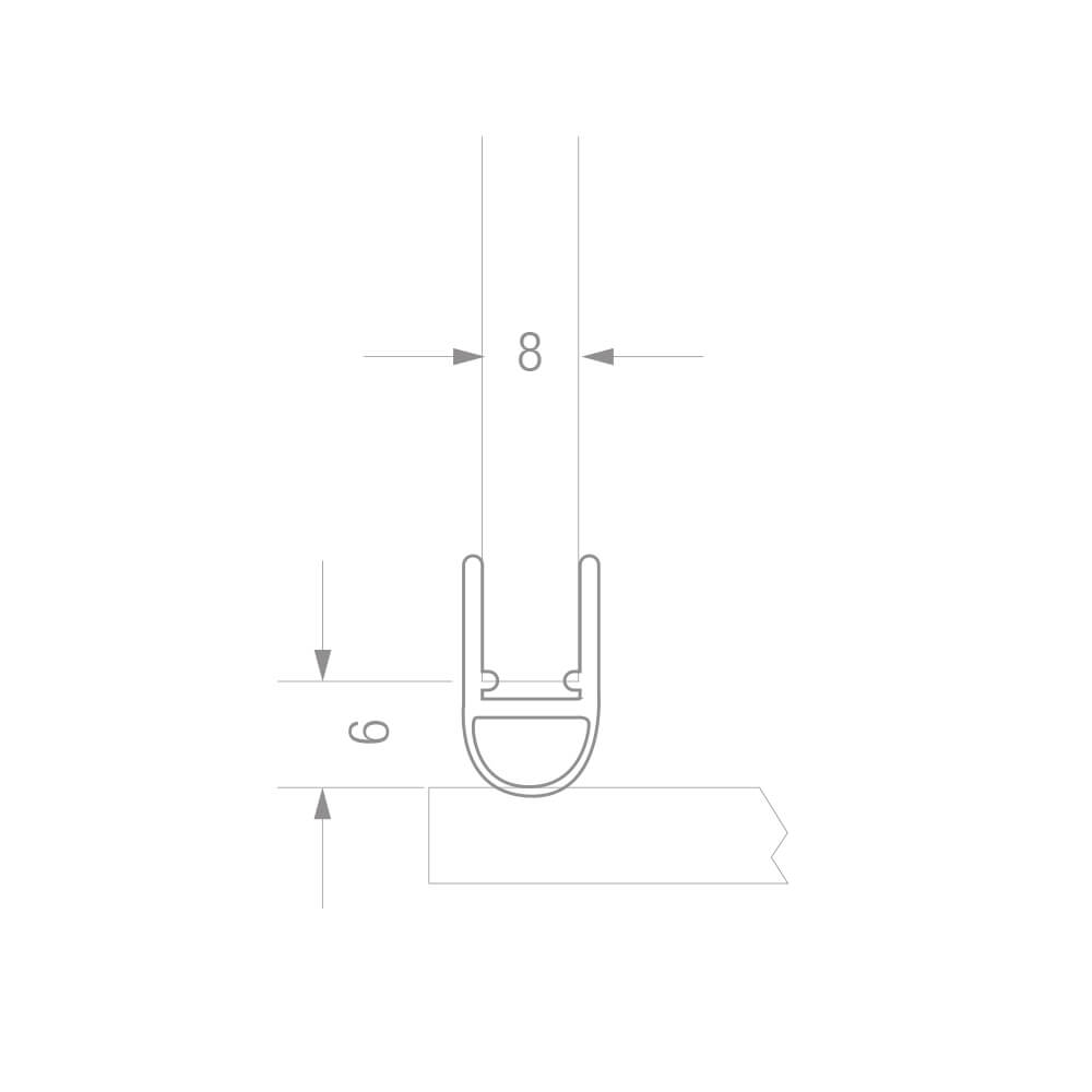 Duschtürbeschläge Streifdichtung mit Ballon zum Aufstecken Länge 2500mm Duschtüre Dichtung PVC Kunsstoff