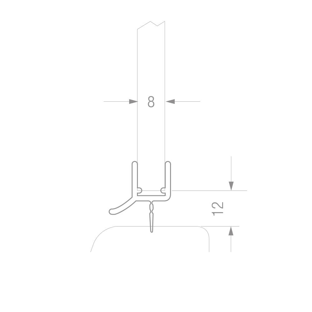 Duschtürbeschläge Wasserabweisprofil mit Lippe zum Aufstecken Länge 2500mm Duschtüre Dichtung PVC