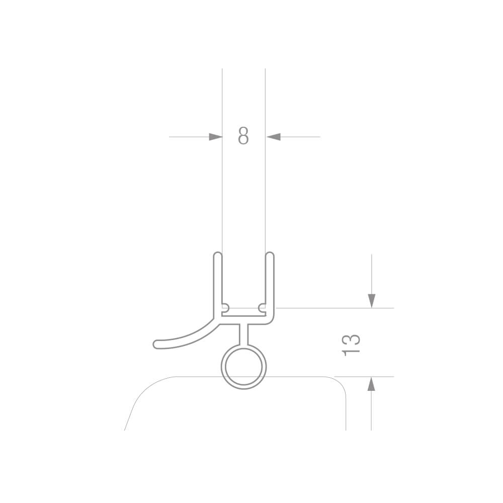 Duschtürbeschläge Wasserabweisprofil mit Ballon zum Aufstecken Länge 2500mm Duschtüre Dichtung PVC