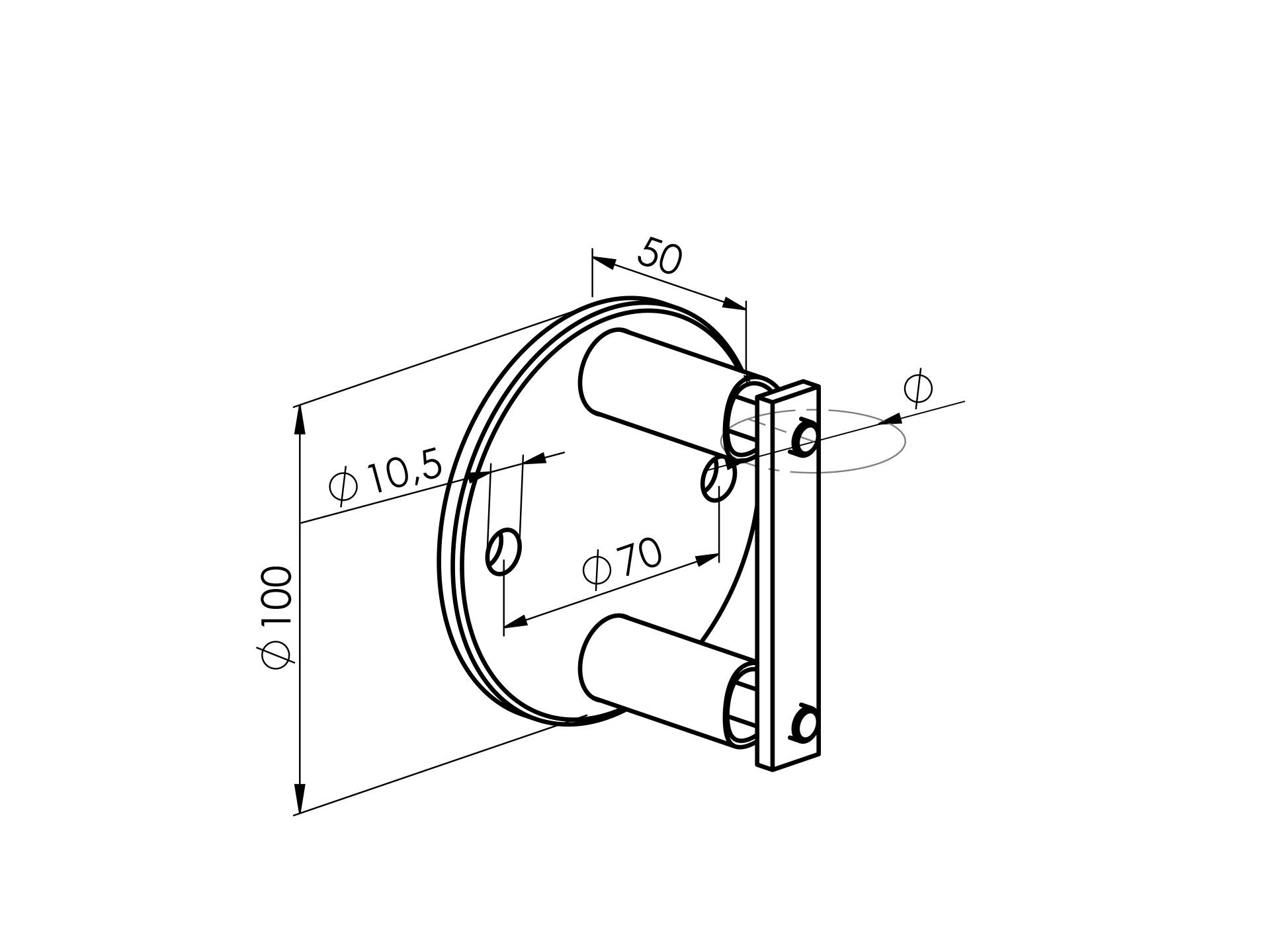 Flansch D100mm für Rundrohre 42,4mm