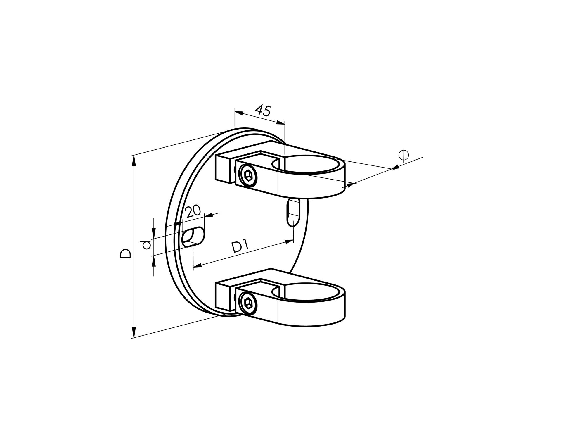 Flansch mit einem Durchmesser von 120mm für Rundrohre 42,4mm