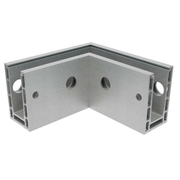 Ganzglasgeländerprofil Ecke U-Typ SIDE für stirnseitige Montage