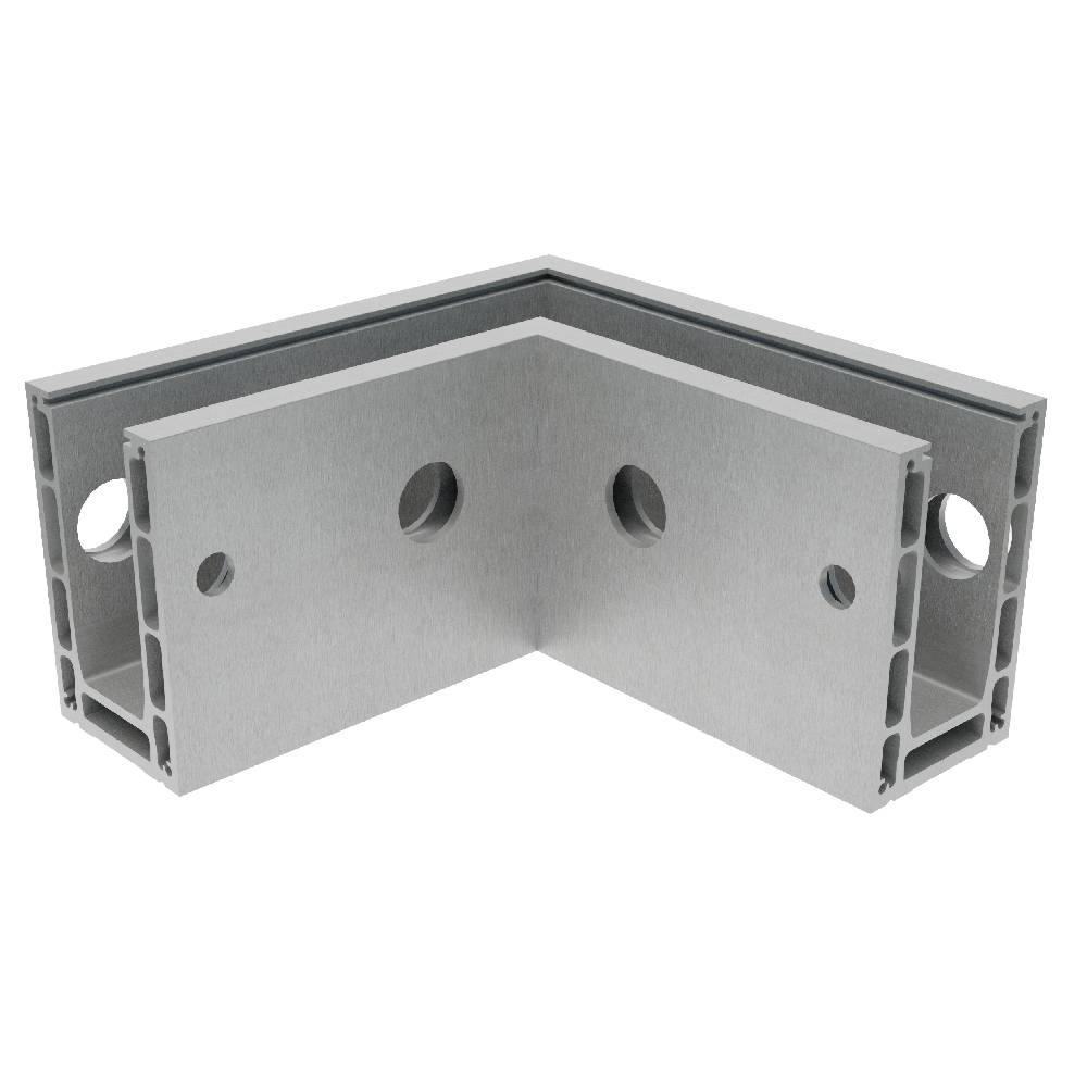 Ganzglasgeländerprofil Ecke U-Typ SIDE für stirnseitige Montage