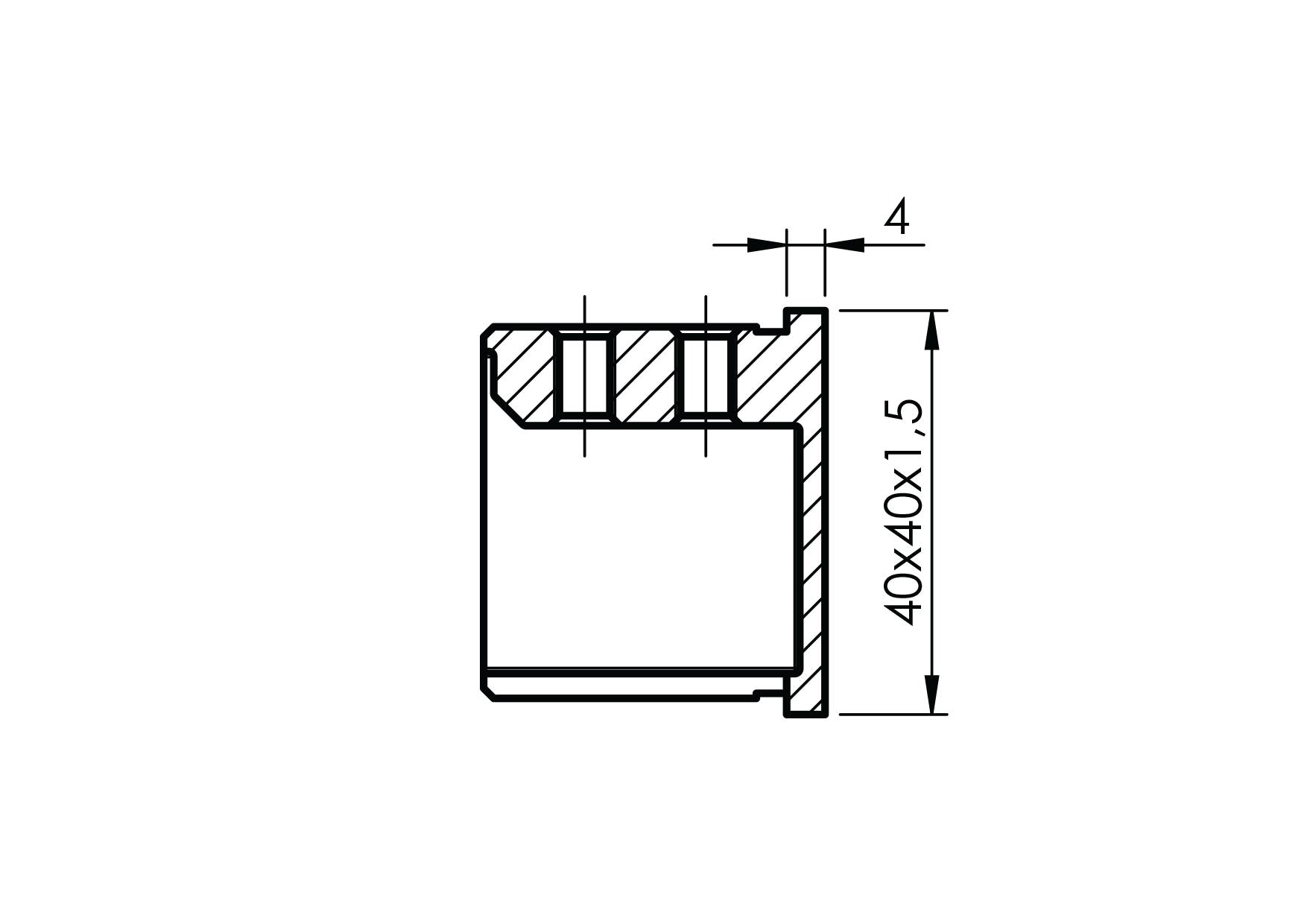 Nutrohr-Endkappe/Abschlussstück für eckige 40x40mm Nutrohre