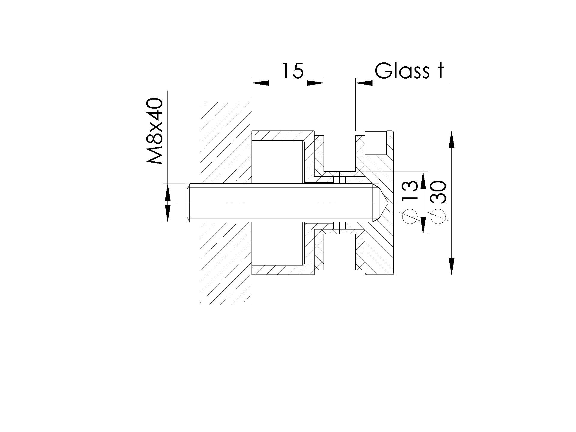 Punkthalter Ø30mm RAL 7016 Skizze