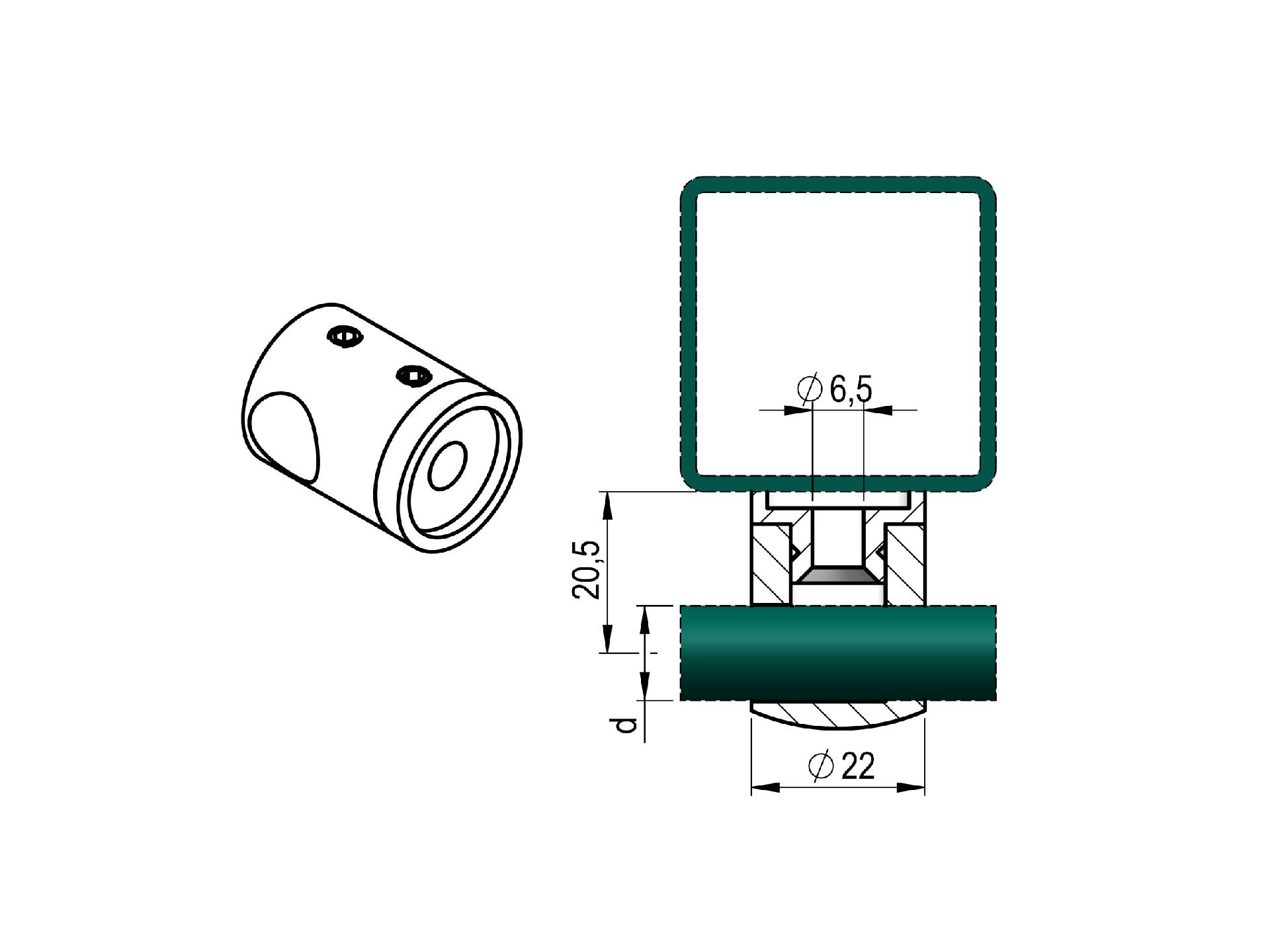 Querverbindung/Querstabhalter aus Edelstahl für Ø 12mm Stäbe