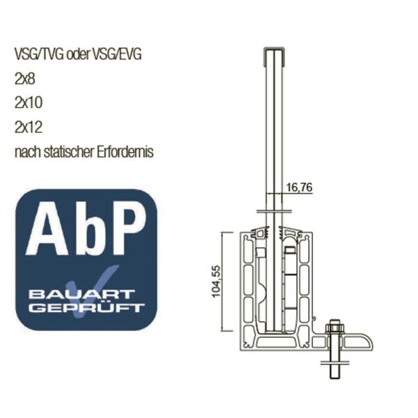 X9900L_2 Ganzglasgeländerprofil L-Typ Top für aufgesetzte Montage